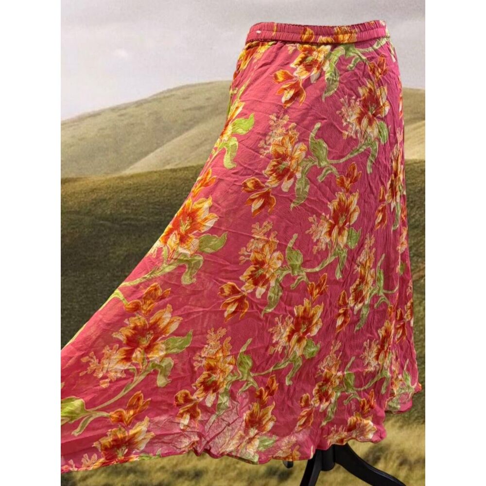 Vintage Y2K Feminine Floral Reversible Boho Summer Maxi Skirt